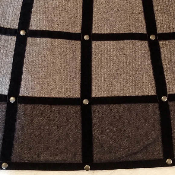 Anna Sui for Target Black & Grey Herringbone Studded Cage Mini Dress Size 13 - Picture 5 of 12